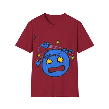 Dizzy Star Emoji T-Shirt — Cute Blue Space Cartoon Graphic Tee