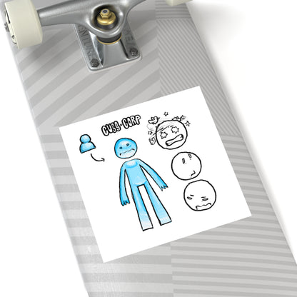Blue Character Expression Square Sticker — Cute Emoticon Decal (Indoor/Outdoor)